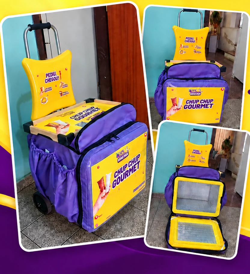 Carrinho usado no delivery do Geladinho Gourmet do Mineirin